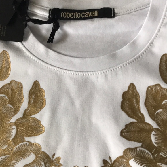 Roberto Cavalli Gold Angel Wing Logo Tee Shirt Sizes  M,L,XL NWT - Picture 4 of 9
